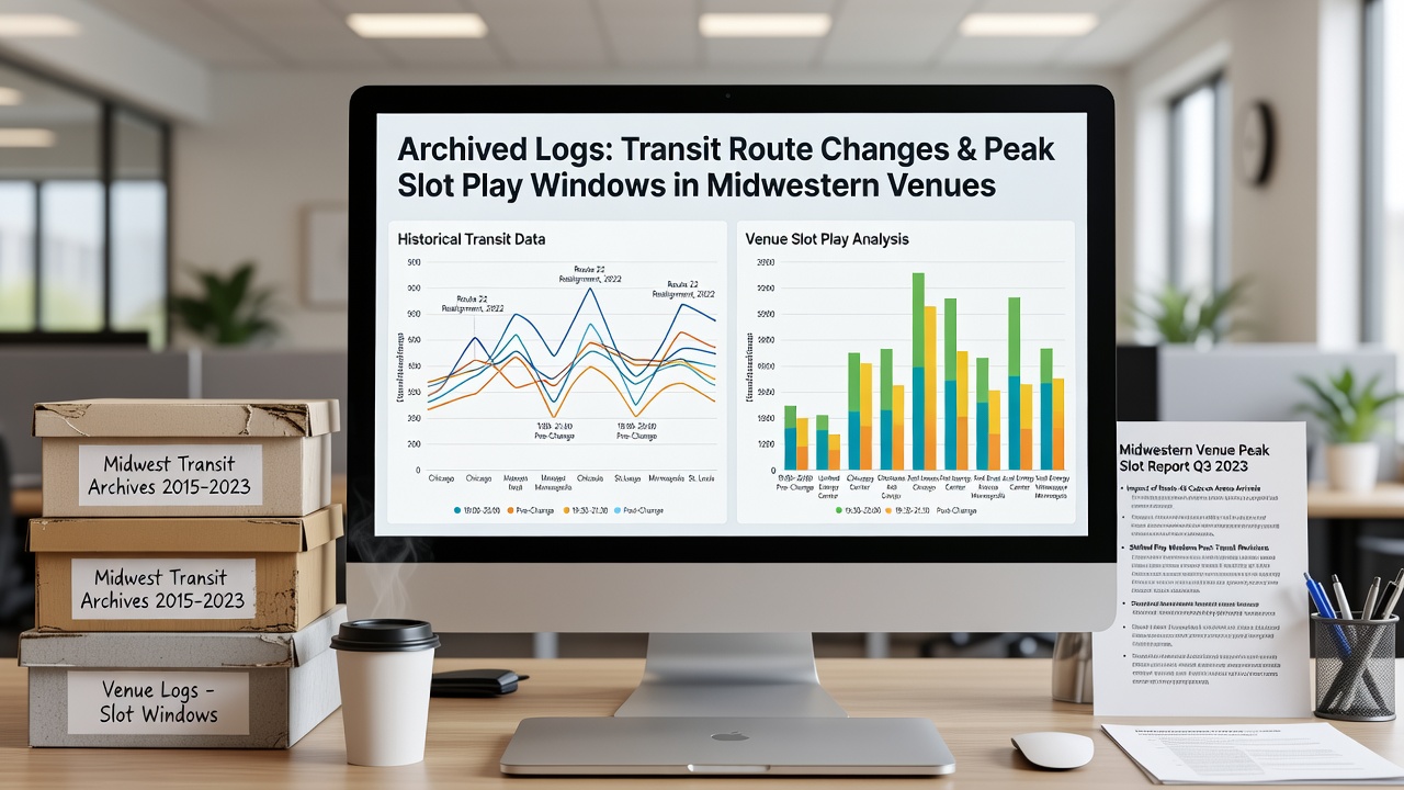 Detailed graphs and floor plans illustrating slot play timing adjustments after transit route updates