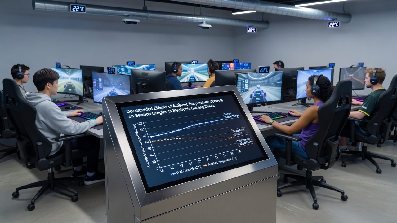 Detailed view of temperature monitoring equipment in an electronic gaming area