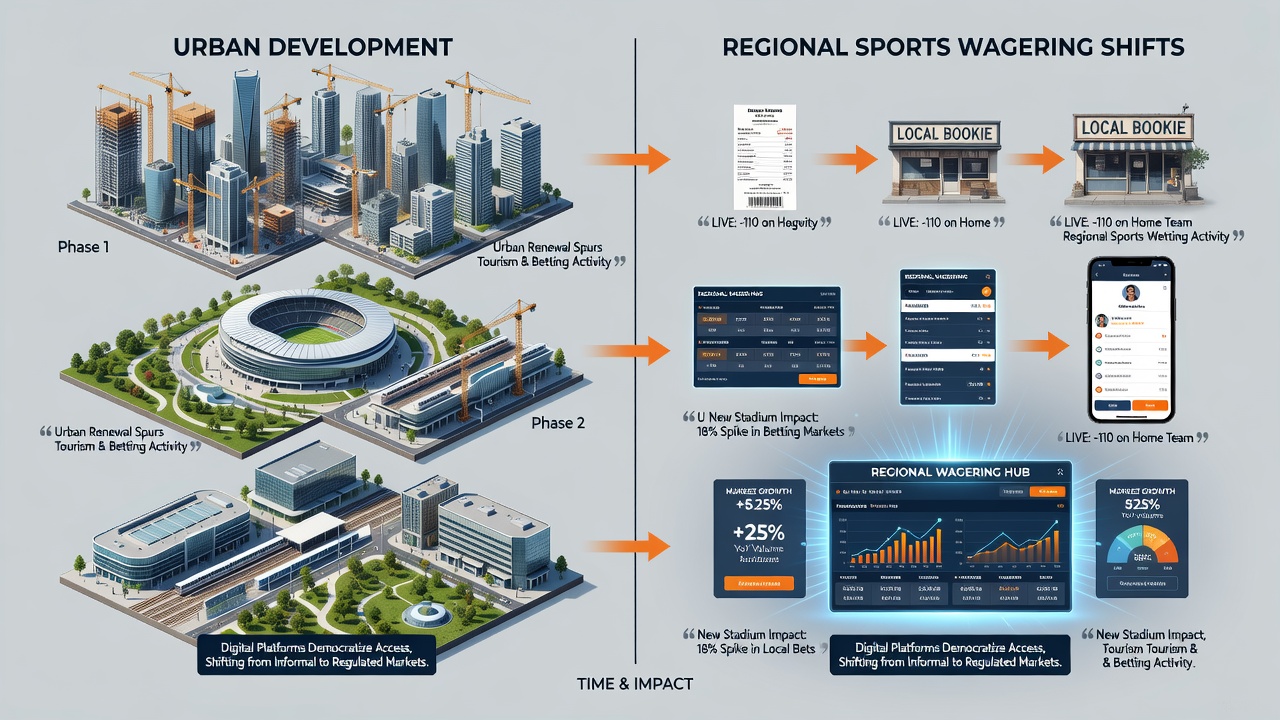 Sports arena construction site adjacent to new urban residential towers