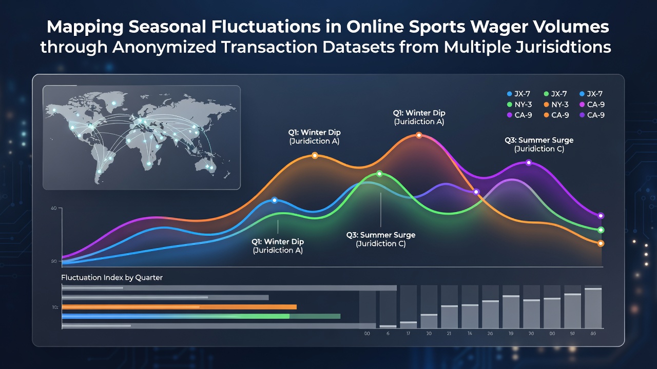 Chart displaying monthly variations in online sports betting transaction volumes across several regions