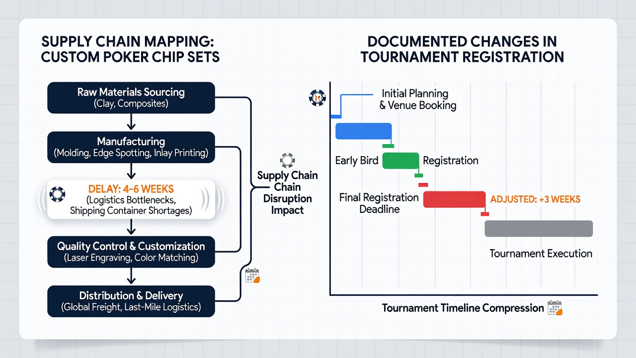 Detailed correlation map illustrating regional poker tournament registration changes alongside custom chip supply chain delay indicators for July 2026