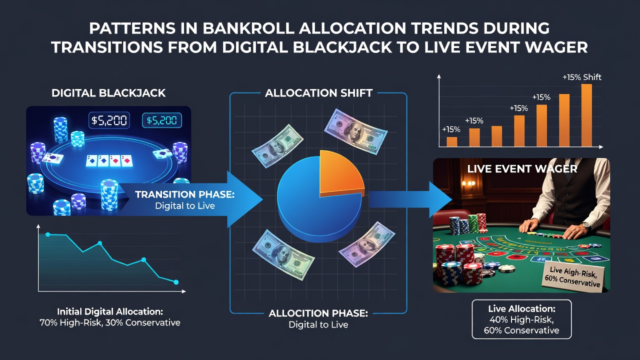 Infographic displaying allocation percentage changes over transition periods from digital to live wagering