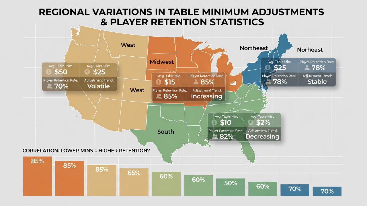 Data charts displaying player retention trends linked to table minimum changes